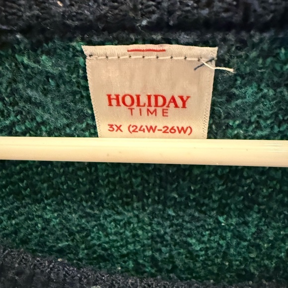 Holiday Time Navy and Green Sweater Holiday Christmas Crewneck Women’s Plus 3X - Picture 4 of 4